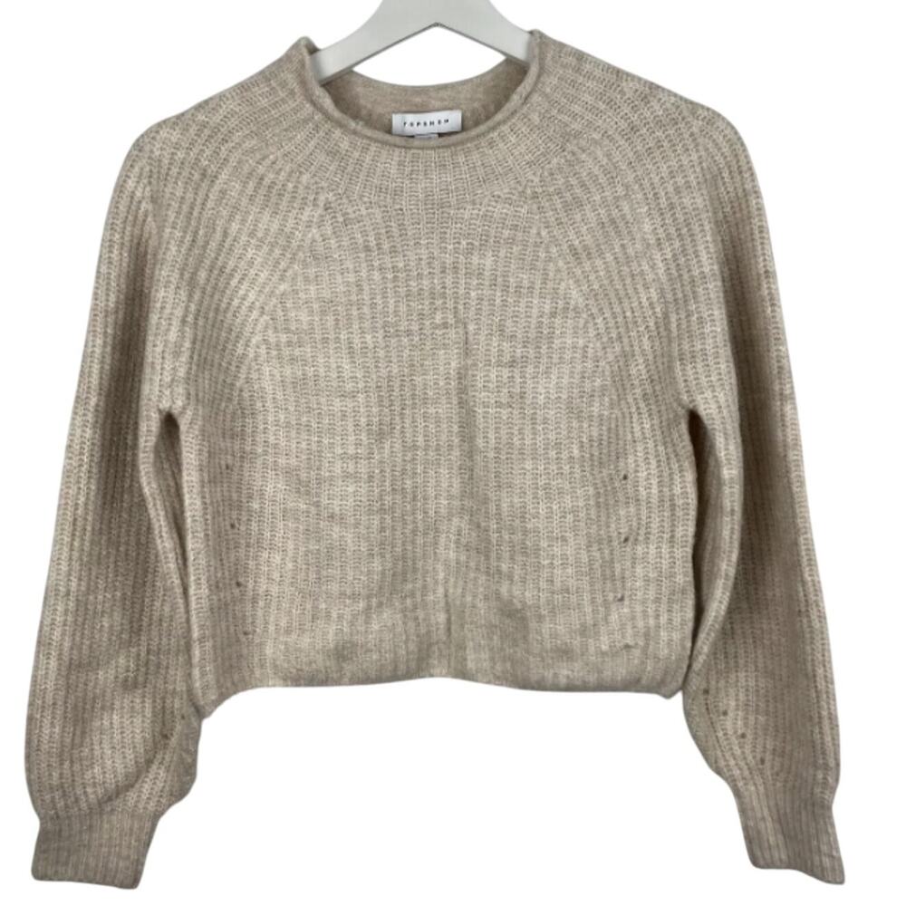 Topshop Women's Cropped Crewneck Ribbed Sweater SMALL new MSRP $58